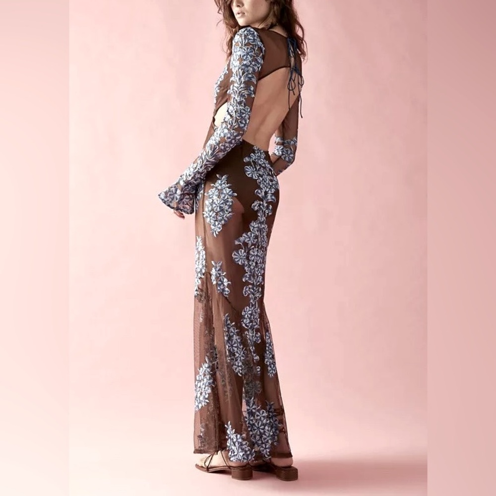 Free People For Love & Lemons Temecula Cut Out Maxi Dress Size XS